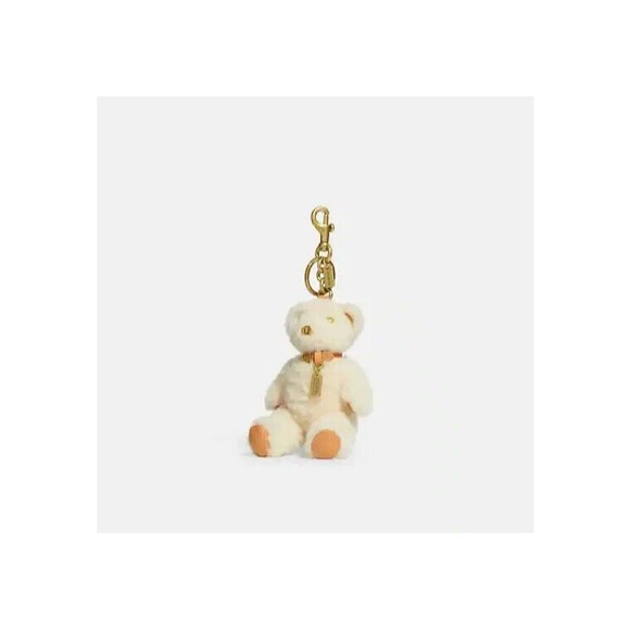 Coach Curly Ivory Shearling and Leather Teddy Bear Bag Charm NWT - Picture 1 of 1